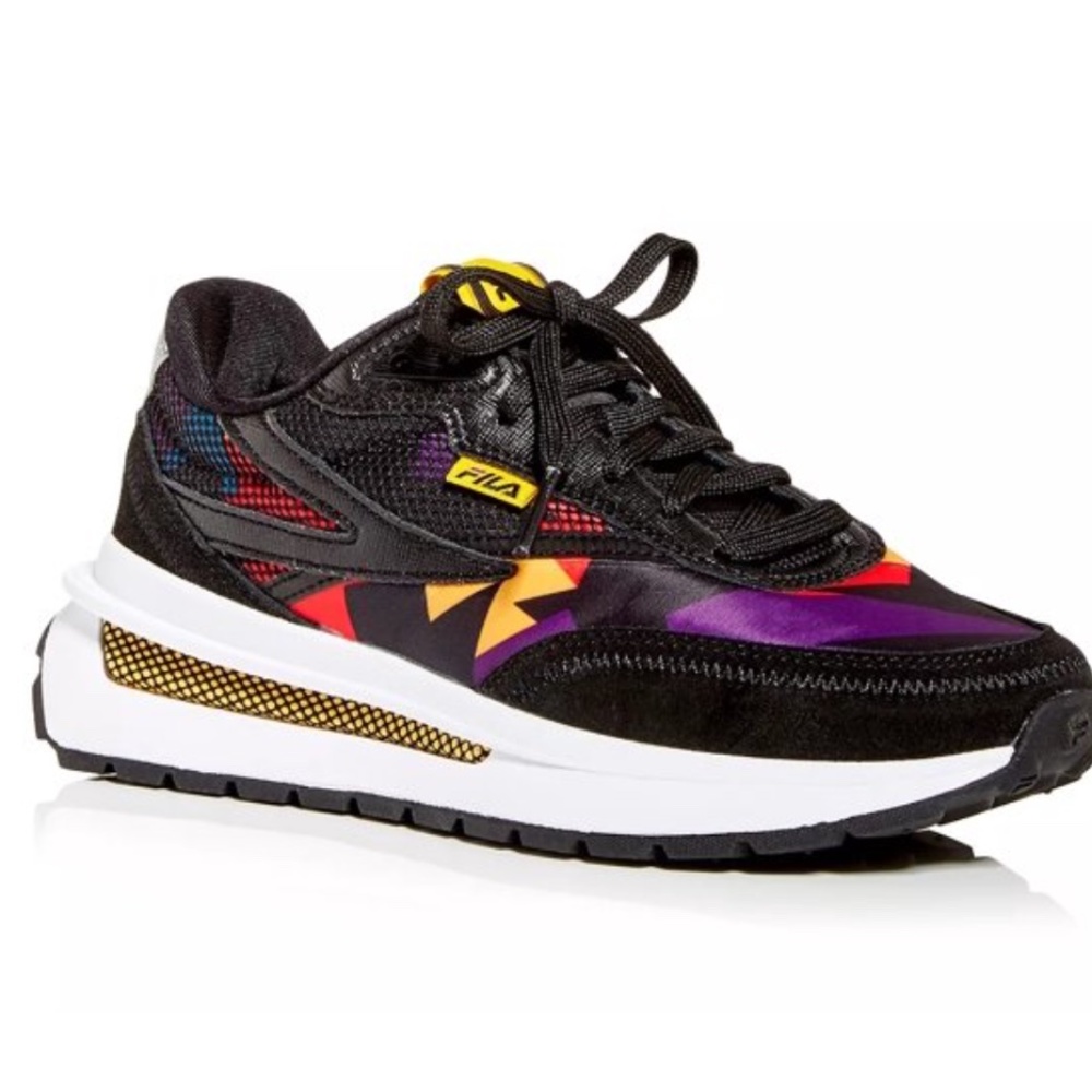 Fila Womens Renno 90S Sneaker, Adult, Black/Old Gold/Capri Breeze, 8.5 M US